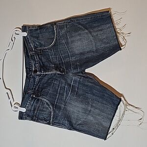 Wrangler Floyd Men’s Denim Jorts Size 34 Blue Cutoff Bermuda Shorts Raw Hem